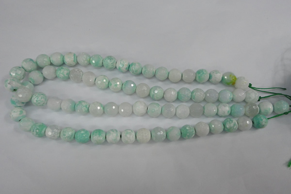 CAG4516 15.5 inches 10mm faceted round fire crackle agate beads