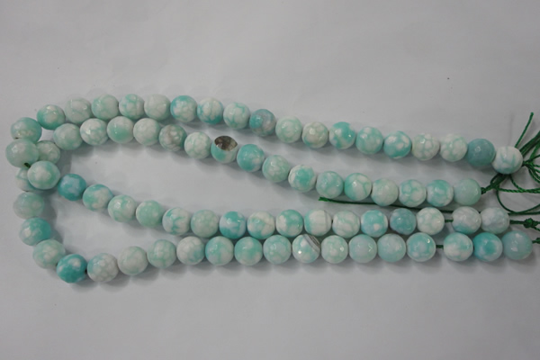 CAG4517 15.5 inches 10mm faceted round fire crackle agate beads