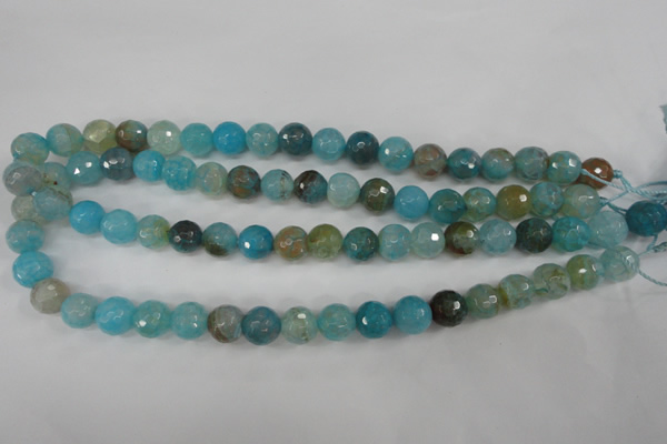 CAG4518 15.5 inches 10mm faceted round fire crackle agate beads