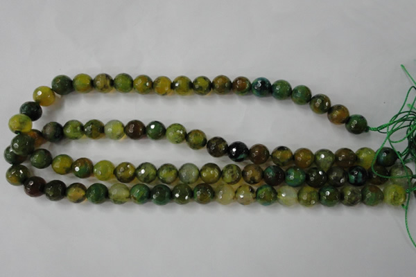 CAG4519 15.5 inches 10mm faceted round fire crackle agate beads