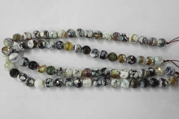 CAG4522 15.5 inches 10mm faceted round fire crackle agate beads