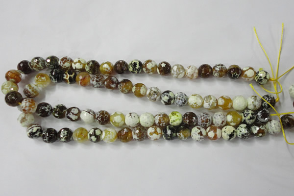 CAG4523 15.5 inches 10mm faceted round fire crackle agate beads