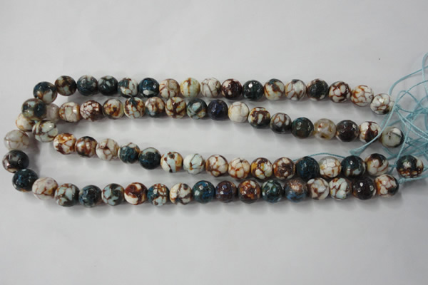 CAG4524 15.5 inches 10mm faceted round fire crackle agate beads