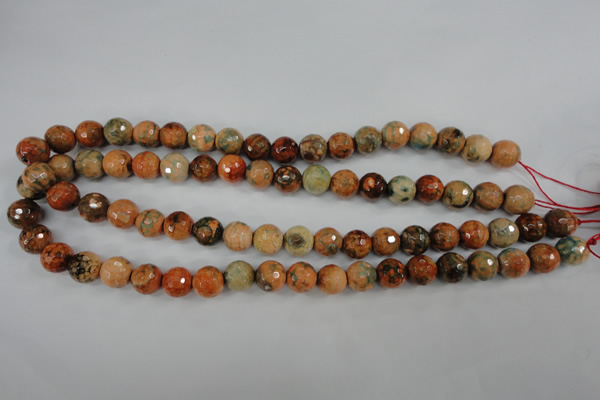CAG4529 15.5 inches 10mm faceted round fire crackle agate beads