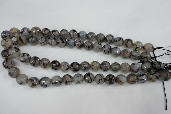 CAG4540 15.5 inches 12mm faceted round fire crackle agate beads