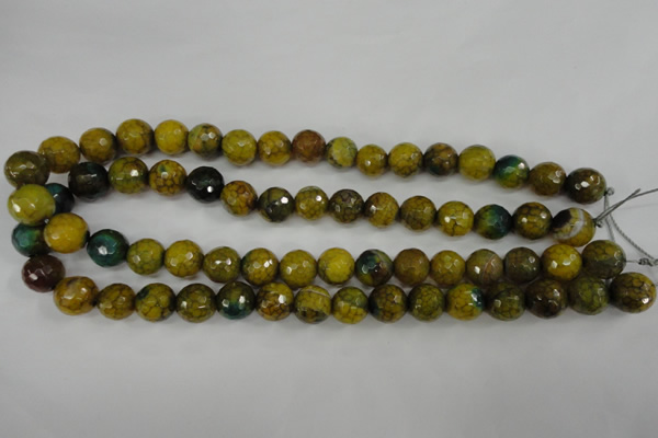 CAG4541 15.5 inches 12mm faceted round fire crackle agate beads