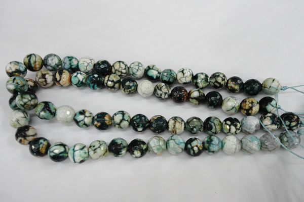 CAG4545 15.5 inches 12mm faceted round fire crackle agate beads