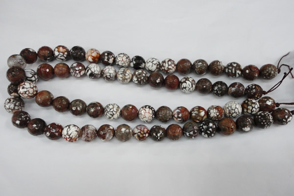 CAG4547 15.5 inches 12mm faceted round fire crackle agate beads