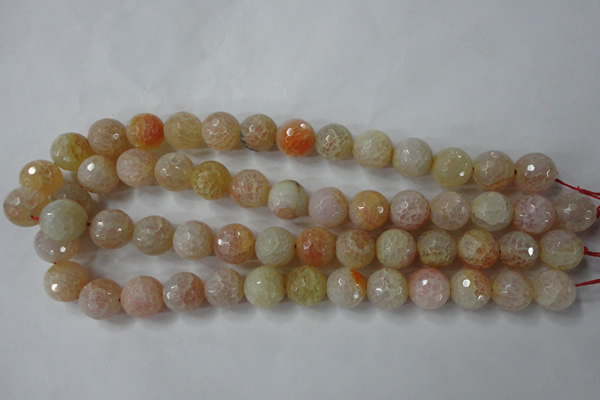 CAG4555 15.5 inches 14mm faceted round fire crackle agate beads