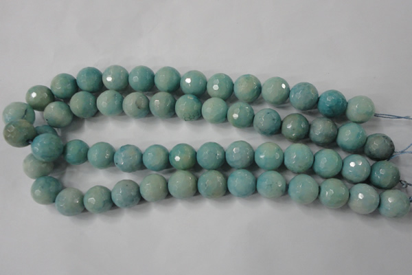 CAG4557 15.5 inches 14mm faceted round fire crackle agate beads