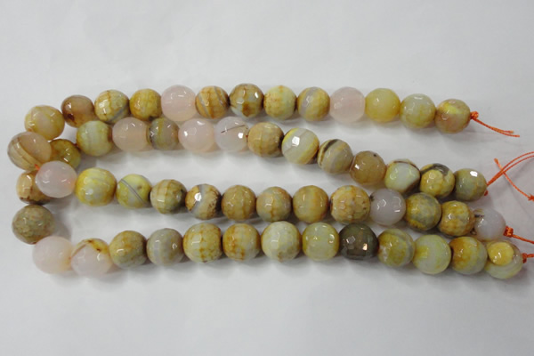 CAG4558 15.5 inches 14mm faceted round fire crackle agate beads