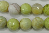 CAG4559 15.5 inches 14mm faceted round fire crackle agate beads