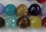 CAG4564 15.5 inches 14mm faceted round fire crackle agate beads
