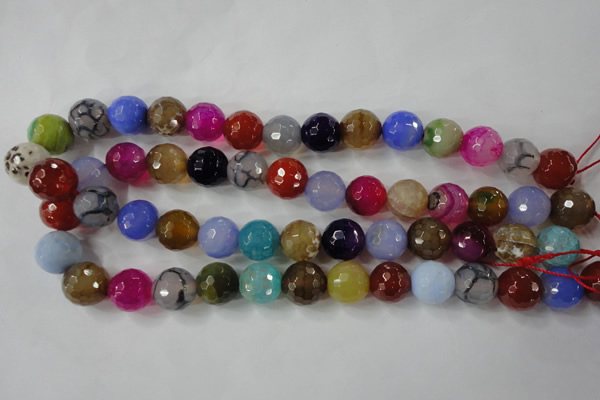 CAG4564 15.5 inches 14mm faceted round fire crackle agate beads