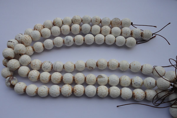 CAG4569 15.5 inches 13mm - 14mm faceted round fire crackle agate beads