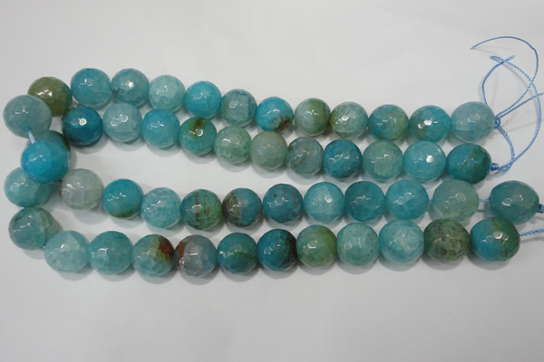CAG4571 15.5 inches 16mm faceted round fire crackle agate beads