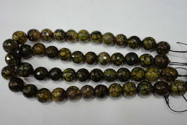CAG4572 15.5 inches 16mm faceted round fire crackle agate beads