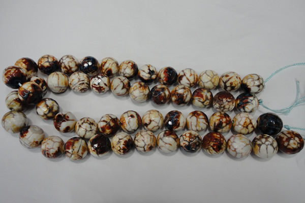 CAG4577 15.5 inches 16mm faceted round fire crackle agate beads