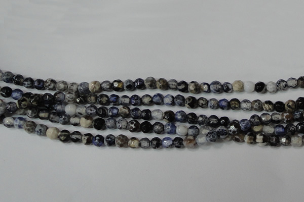 CAG4602 15.5 inches 4mm faceted round fire crackle agate beads