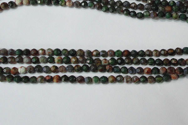 CAG4603 15.5 inches 4mm faceted round fire crackle agate beads