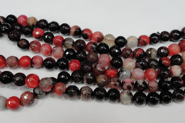 CAG4652 15.5 inches 8mm faceted round fire crackle agate beads