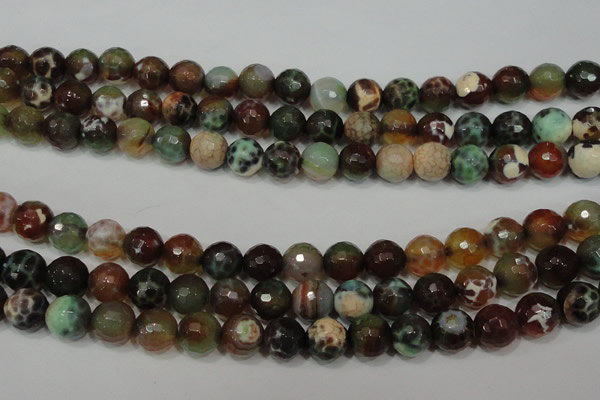 CAG4653 15.5 inches 8mm faceted round fire crackle agate beads