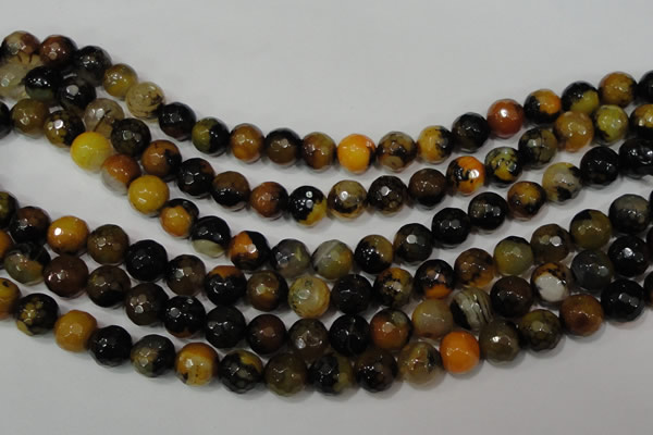 CAG4654 15.5 inches 8mm faceted round fire crackle agate beads