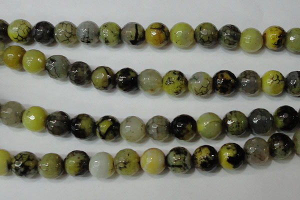 CAG4663 15.5 inches 10mm faceted round fire crackle agate beads