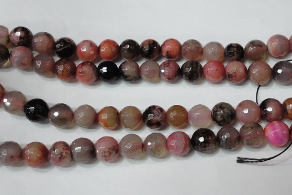 CAG4665 15.5 inches 10mm faceted round fire crackle agate beads