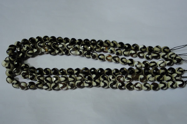 CAG4673 15.5 inches 8mm faceted round tibetan agate beads wholesale