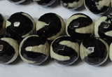 CAG4675 15.5 inches 14mm faceted round tibetan agate beads wholesale