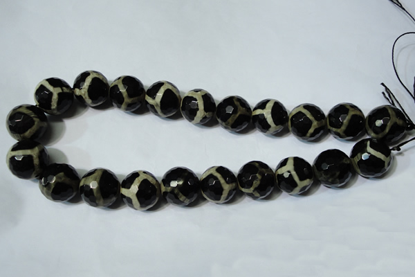 CAG4685 15.5 inches 18mm faceted round tibetan agate beads wholesale