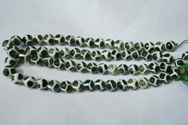 CAG4692 15.5 inches 12mm faceted round tibetan agate beads wholesale