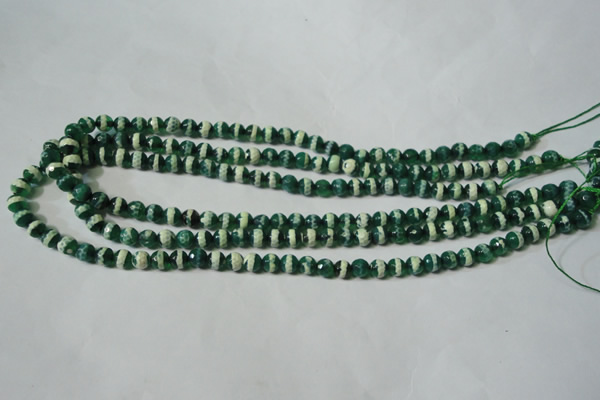 CAG4694 15.5 inches 6mm faceted round tibetan agate beads wholesale