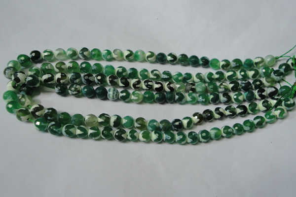 CAG4700 15.5 inches 8mm faceted round tibetan agate beads wholesale