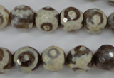 CAG4715 15 inches 10mm faceted round tibetan agate beads wholesale