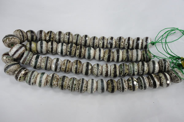 CAG4728 15 inches 12*16mm faceted rondelle tibetan agate beads wholesale