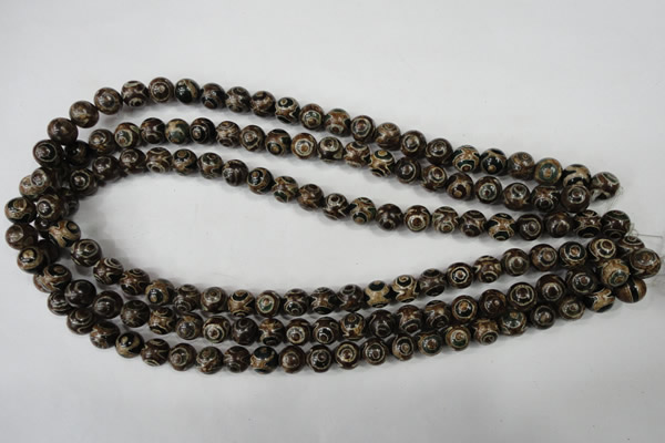 CAG4746 15 inches 8mm round tibetan agate beads wholesale