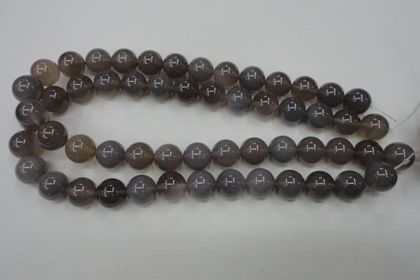 CAG4774 15 inches 14mm round grey agate beads wholesale