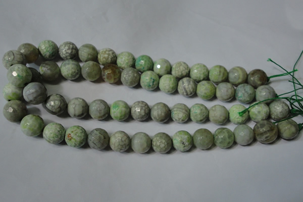CAG4793 15.5 inches 14mm faceted round fire crackle agate beads