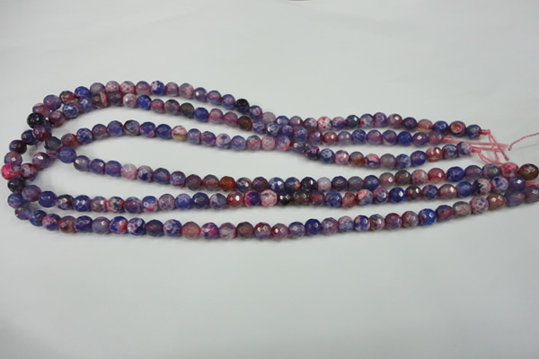 CAG4802 15 inches 6mm faceted round fire crackle agate beads