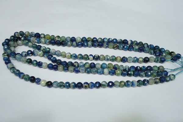 CAG4805 15 inches 6mm faceted round fire crackle agate beads