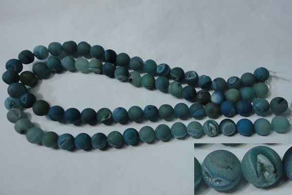 CAG4820 15.5 inches 12mm round matte druzy agate beads wholesale
