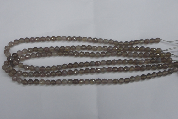 CAG4825 15 inches 6mm faceted round grey agate beads wholesale