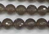 CAG4828 15 inches 12mm faceted round grey agate beads wholesale