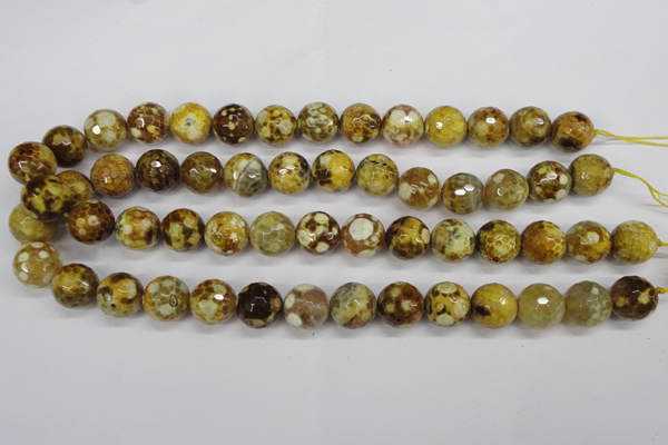CAG4865 15 inches 14mm faceted round dragon veins agate beads