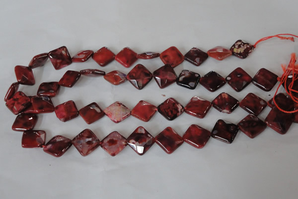 CAG4886 15 inches 14*14mm faceted diamond fire crackle agate beads