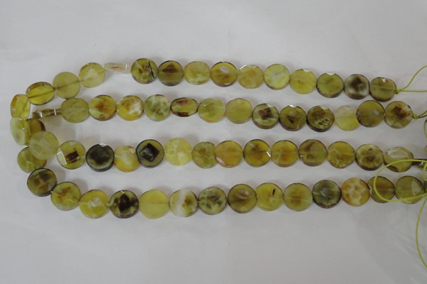 CAG4891 15 inches 12mm faceted coin fire crackle agate beads
