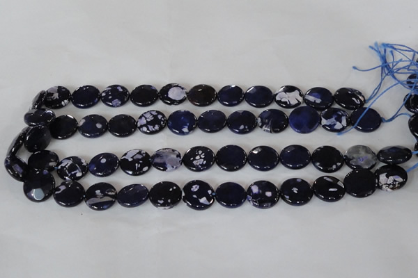 CAG4892 15 inches 15mm faceted coin fire crackle agate beads