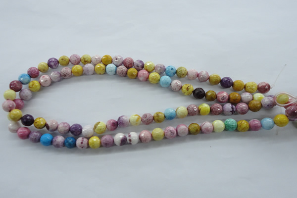 CAG4901 15.5 inches 8mm faceted round dyed white agate beads